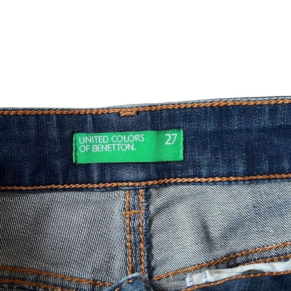 United Colors Of Benetton Women's Blue Distressed Casual Straight Jeans Size 27
